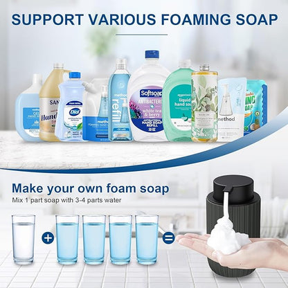 Ceramic Foaming Soap Dispenser, 12 oz Bathroom Foam Hand Soap Dispenser, Refillable Lotion Soap Dispenser with Removable Pump for Kitchen Hand Wash Dispenser, Modern Home Decor(Matte Grey)