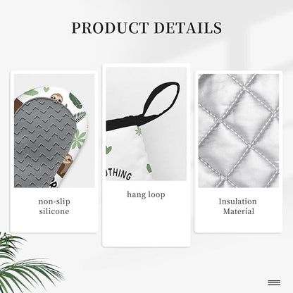 Sloth Gifts for Women, Funny Sloth Oven Mitt & Pot Holder Set, Heat Resistant Silicone Kitchen Mittens, Birthday Mother's Day Housewarming Gift Idea for Mom, Wife, BFF