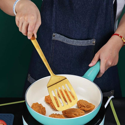 Gold Spatulas, Berglander Slotted Turner Titanium Gold Plating, Metal Turner For Cooking, Kitchen Barbecue Spatulas, Dishwasher Safe, Easy to Clean - Image 7