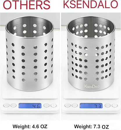 KSENDALO Small Stainless Steel Utensil Holder, SUS304 Silverware Utensil Drying Rack, Utility Sturdy Home Kitchen Daily Use Utensil Drainer for Countertop, Silver (5.32inch Tall) - Image 5