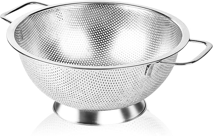 304 Stainless Steel Colander, Micro-Perforated 3-Quart Strainer with Base, Dishwasher Safe. Great for Pasta, Noodles, Vegetables & Fruits by JIDSPWLS-USStrore