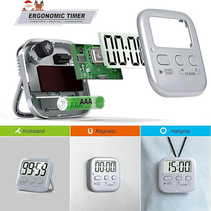 Antonki 2 Pack Digital Timer for Kids, Magnetic Countdown Kitchen Timers for Cooking, Egg, Classroom, Teacher, Exercise, Study, Oven - Battery Included - Image 5
