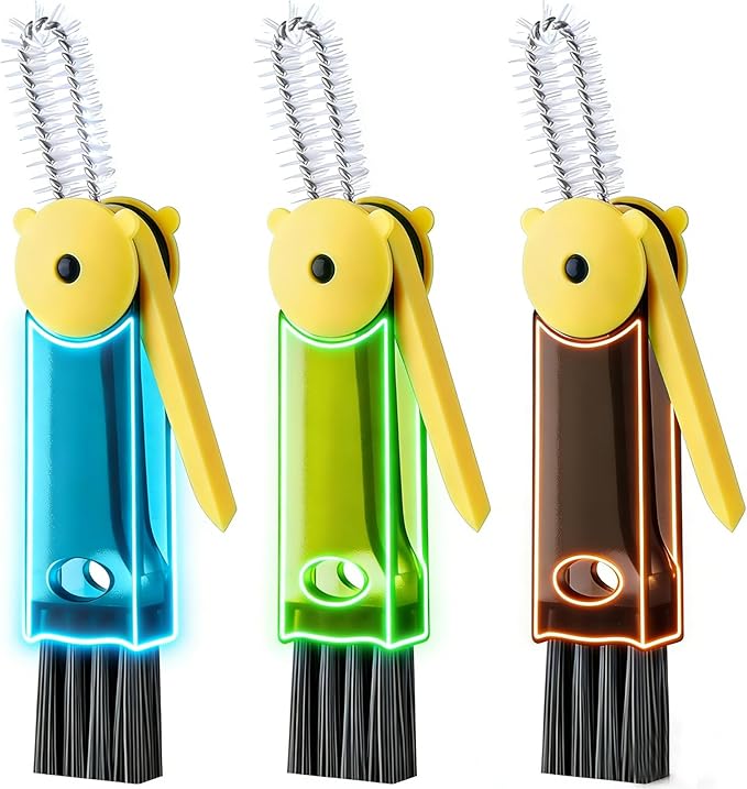 3 in 1 Cup Lid Cleaning Brush, Multifunctional Crevice Cleaning Brush for Water Bottle Insulated Cup Pacifier Tumbler Lid Groove Narrow Space Detail Cleaner Home Kitchen Gadgets(3 PCS)