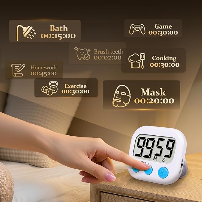 24 Pack Digital Kitchen Timer Small Classroom Timers for Kids Teachers (White) - Image 2