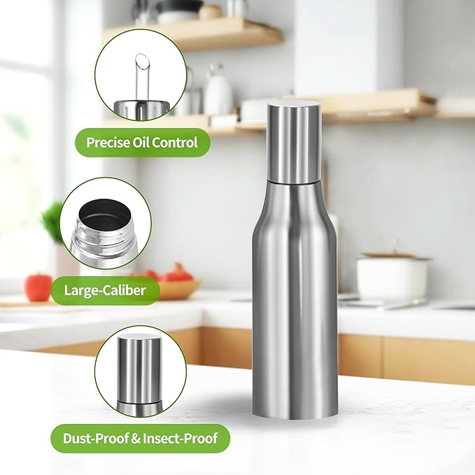Stainless Steel Oil Dispenser Bottle - 1000ML Leak-Proof Oil Container for Kitchen, Olive Oil & Cooking Liquids-34Oz - Image 2