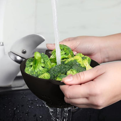 Meadow Lane 6-inch Small Colander, BPA-Free, Dishwasher Safe, Double Handles, Compact Food Strainer for Berries, Veggies and Pasta, 3-Cup Capacity, Glossy Black - Image 6