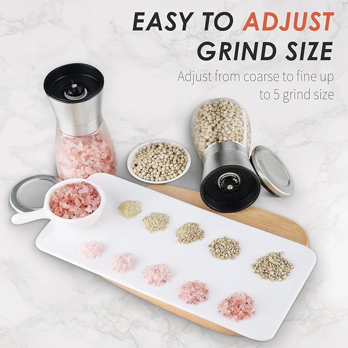 Ebaco Original Stainless Steel Salt or Pepper Grinder - Top Spice Mill with Ceramic Blades, Brushed Stainless Steel and Adjustable Coarseness By Pepper Grinder （Single Package） - Image 3