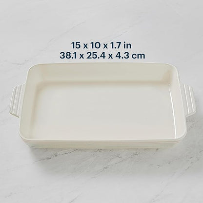 Pyrex 4QT (10" x 15") Rectangular Ceramic Baking Dish, Casserole Dish with Handles, Oven Safe and Durable Bakeware - Image 4