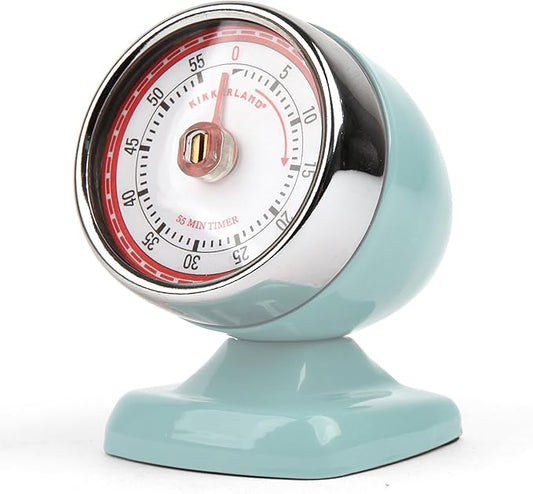 Kikkerland Vintage Streamline Timer – Retro Decor for Home & Kitchen – Windup Timekeeper in Blue by KikkerlandDesignInc