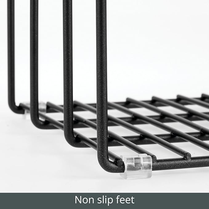 mDesign Steel Storage Tray Organizer Rack for Kitchen Cabinet - Divided Holder with 3 Slots for Skillets, Frying Pan, Pot Lids, Cutting Board, Baking Sheets - Concerto Collection - Black - Image 4