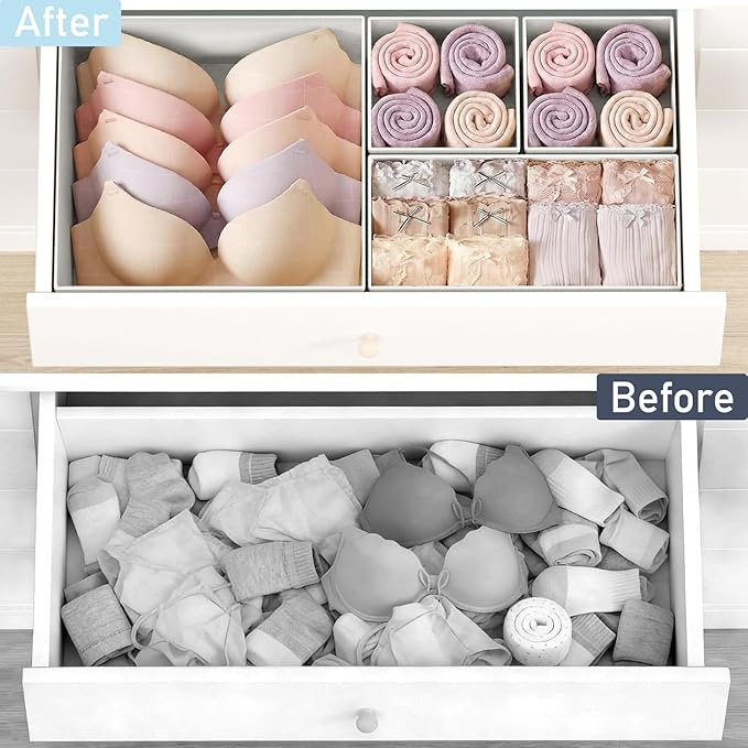 DIMJ Drawer Organizer Clothes, 28 Pack Dresser Organizer, Foldable Closet Organizers and Storage, Fabric Dresser Bins, Drawer Dividers for Nursery, Baby Clothes, Underwears - Image 5