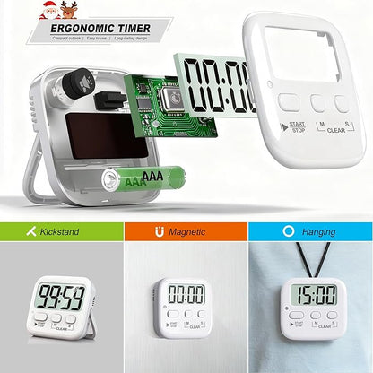 Antonki 2 Pack Digital Timer for Kids, Magnetic Countdown Kitchen Timers for Cooking, Egg, Classroom, Teacher, Exercise, Study, Oven - Battery Included - Image 5