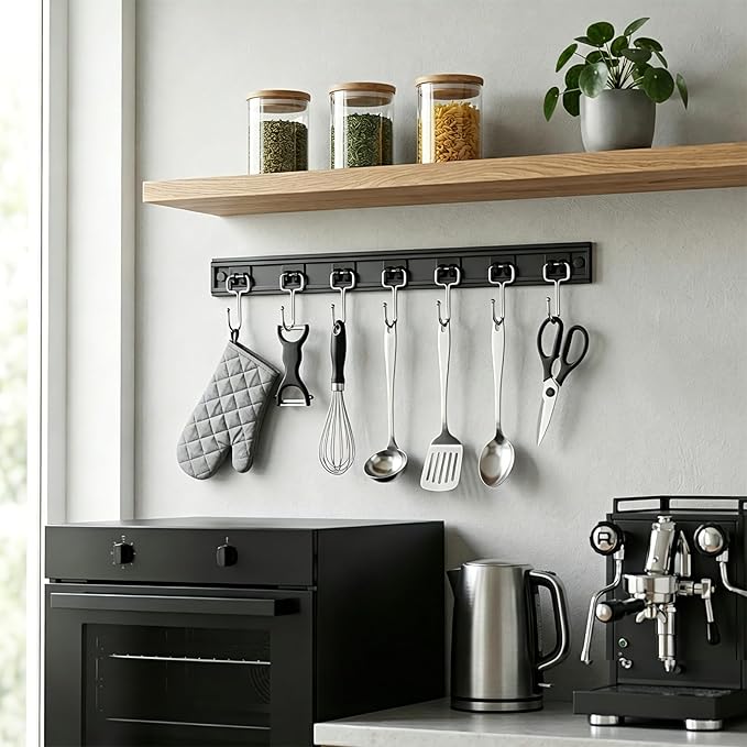 Cociat 2PCS Utensil Racks with 8 Hooks 17 Inch Kitchen Utensil Holders Hanging Utensil Rack Multifunctional (17 inch) - Image 6