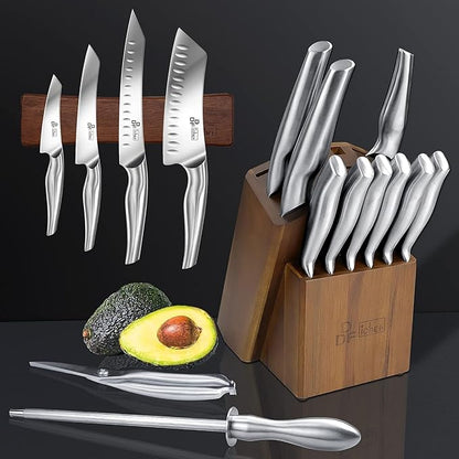 DDF iohEF Kitchen Knife Set with Block, 16 PCS Knife Sets for Kitchen with Block Japanese Stainless Steel, Ultra Sharp Chef Knife Set with Sharpener - Image 6