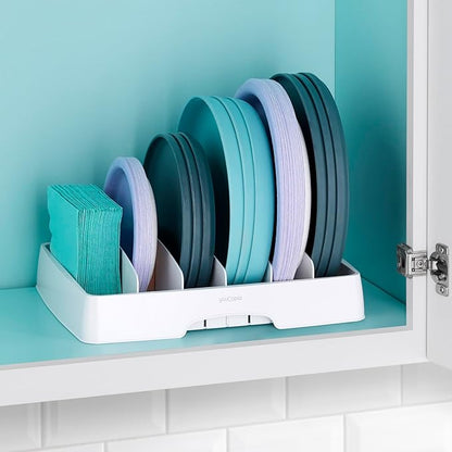 YouCopia StoraLid Food Container Lid Organizer for Kitchen Cabinet Storage with 5 Adjustable Dividers, 10.5''D × 13.4''W × 3.3''H, Large Classic Edition, White - Image 4
