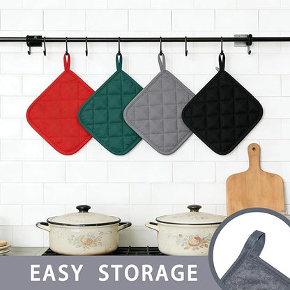4 Pack Pot Holders for Kitchen Clearance Oven Potholders Sets for Kitchens Hot Pads for Kitchen Countertops Heat Resistant Grey - Image 5