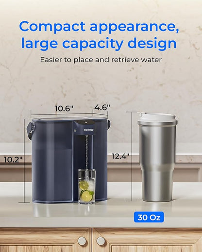 Waterdrop ED02B Compact Electric Water Filter Pitcher, 200-Gallon Rechargeable Instant Powerful Dispenser, NSF/ANSI 42&53&401&372, Reduce PFOA/PFOS, Lead, Chlorine, 14-Cup, NOT Reduce TDS, Blue