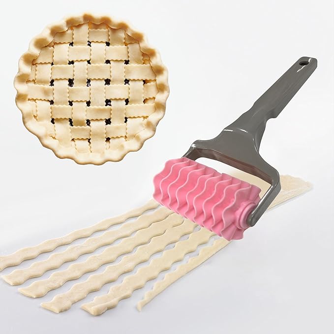 Pastry Wheel Cutter, Pasta Cutter Wheel for Fluted Pastry Ravioli Cutter Wheel with Handle, Designs Pizza Pie Crust Decorating Tools for Home and Kitchen Use by Ginfonr