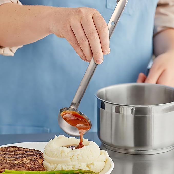 meekoo 1 Pieces Stainless Steel Ladle Soup Handle Ladle with Pouring Rim for Kitchen Cooking Soup Sauce (2 oz) - Image 3