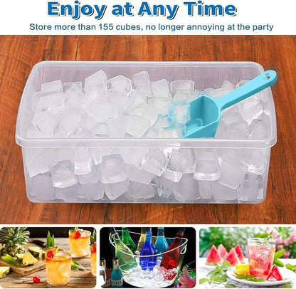 2Pack Ice Cube Tray with Lid and Bin for Freezer, Easy Release 55 Mini Ice Cube Tray with Cover, Storage Container, Scoop, Flexible Durable Plastic Nugget Ice Cube Mold & Bucket, BPA Free - Image 8