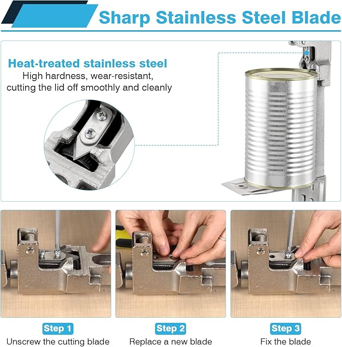 IRONWALLS Commercial Can Opener for Restaurant, 19”/48cm Heavy Duty Table Mount Manual Can Opener for Cans Up to 13” Tall, Metal Professional Can Opener with Plated Steel Base for Hotel, Food Store - Image 6