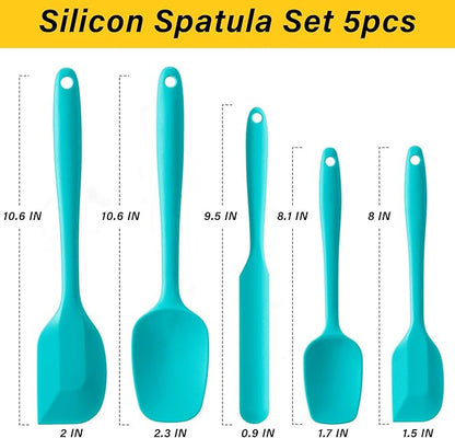Silicone Spatula Set, 5 Piece Food Grade Rubber Spatulas for Baking, Cooking, and Mixing High Heat Resistant Non Stick Dishwasher Safe BPA-Free (Mint Green) - Image 2