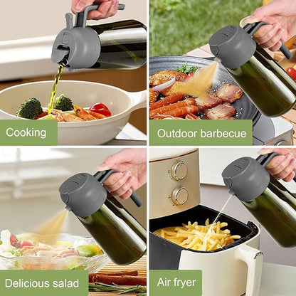 YARRAMATE 16oz/470ml Dark Green Oil Sprayer for Cooking with Stickers, Food-grade Premium 2 in 1 Olive Oil Dispenser Bottle for Kitchen Gadgets, Air Fryer, Salad, Frying, BBQ (Grey) - Image 8