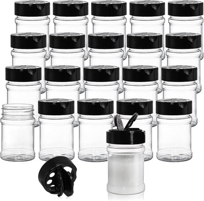 Yesland 20 Pack Plastic Spice Jars Bottles, 5 Oz PET Spice Containers BPA Free with Black Cap, Empty Seasoning Jars Glitter Storage Containers for Storing Spice Herbs Powders Glitter by Yesland