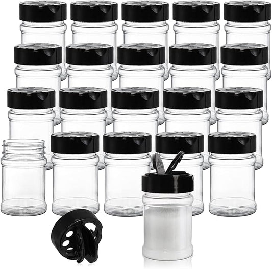 Yesland 20 Pack Plastic Spice Jars Bottles, 5 Oz PET Spice Containers BPA Free with Black Cap, Empty Seasoning Jars Glitter Storage Containers for Storing Spice Herbs Powders Glitter by Yesland