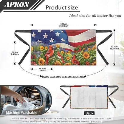 Server Apron with 3 Pockets, Waterproof Oil Waitress Waiter Half Apron for Restaurant Hotel Kitchen Cafe
