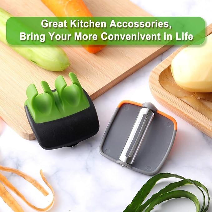 Mudder 4 Pieces Finger Vegetable Palm Peeler Kitchen Fruit Potato Peeler with Comfortable Rubber Finger Grip For Pumpkin Carrot Cucumber Potato - Image 6
