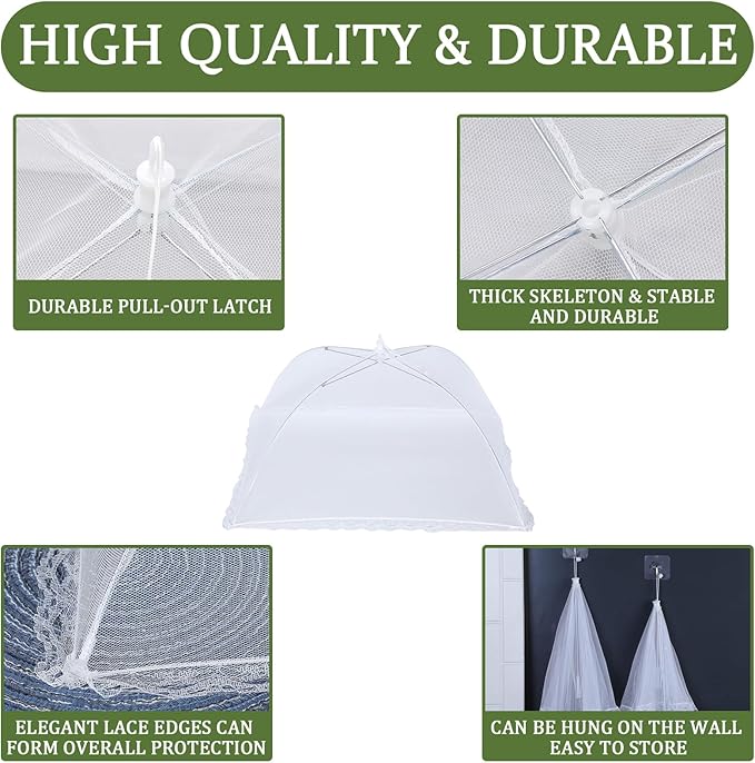 6 Pack Food Tents/Food Covers for Outdoor Mesh Screen Include 6 Standard (17"X 17") Collapsible and Reusable Mesh Food Covers for Outside, Picnic Accessories, BBQ - Image 5