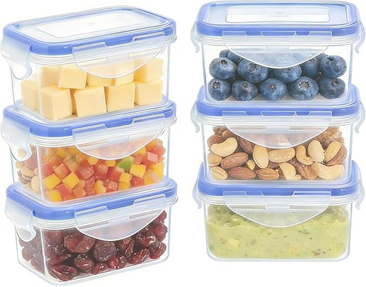KIGI Multi-Pack Small Plastic Food Storage Containers Set, BPA-Free Plastic, Airtight Lids, Leakproof for Meal Prep, Snack & Lunch, Mini Bento Box, 6 oz / 0.75 Cup, 12 Piece Set