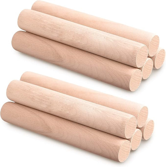 Patelai 10 Pieces Small Wooden Rolling Pin, Dumpling Dough Roller Wooden Mini Rolling Pins Kitchen Utensil Tool for Fondant, Pasta, Bread, Pastry, Cookies, Pizza, Pie, Cylinder Style, 6.3 Inch by Patelai