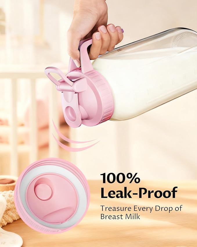 2 Pack - 64oz Glass Breast Milk Pitcher with Lid & Spout, Leakproof Mason Jar Breastmilk Pitcher - Wide Mouth, Airtight 2 Quart Water Jug for Milk Storage, Breastmilk, Sun Tea, Iced Coffee, Juice - Image 4