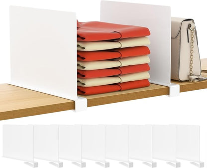 HBlife 8 Pcs White Acrylic Shelf Dividers, Vertical Purse Organizer for Closet Perfect for Sweater, Shirts, Handbags in Bedroom and Kitchen, Closet Separators for Organization Cabinet by HBlife