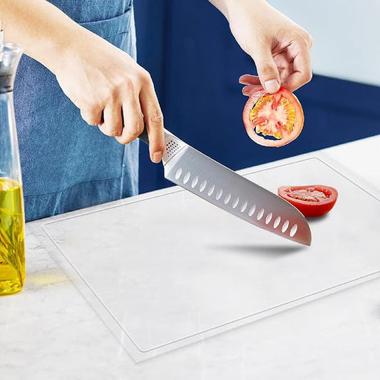 Acrylic Cutting Board with Juice Groove, Clear Cutting Board with Counter Lip, Cutting Boards for Countertop Protector, Non-Slip Dough Mat, Kitchen Decor Gadgets House Warming Gifts(20"x16") by MEWSDEN
