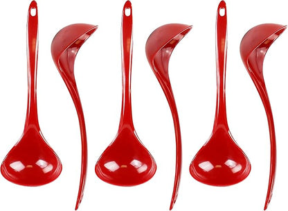 Reston Lloyd Melamine Soup Ladle Kitchen Utensil, Premium Quality Utensil with Heat Resistant Ergonomic Handle, Durable BPA-Free Plastic, 10.5 inch long, 6pc Set, Red by RestonLloyd