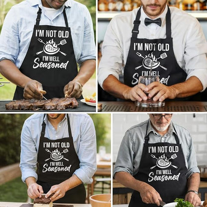 SANDJEST Funny Mens Aprons with Pockets for BBQ Grilling Cooking Grandpa Husband Apron for Birthday Christmas Father's Day