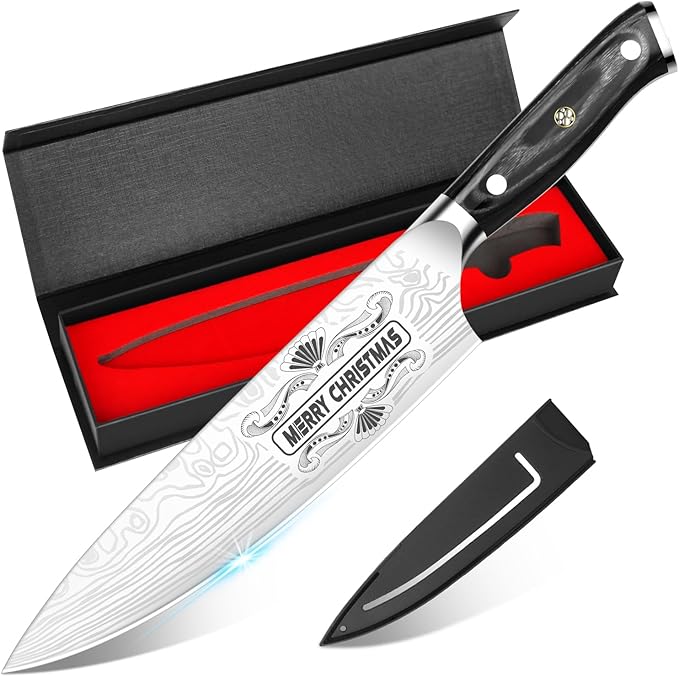 MOSFiATA Gifts for Him Her Men Women Husband, Christmas Xmas Stocking Stuffers, Birthday Gifts ideas for Him Her, 8 inch Pro German Chef Knife, Kitchen Knife Gift Set by MOSFiATA