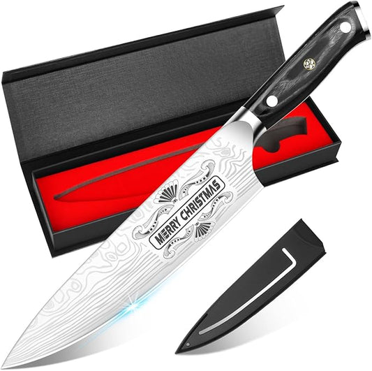 MOSFiATA Gifts for Him Her Men Women Husband, Christmas Xmas Stocking Stuffers, Birthday Gifts ideas for Him Her, 8 inch Pro German Chef Knife, Kitchen Knife Gift Set by MOSFiATA