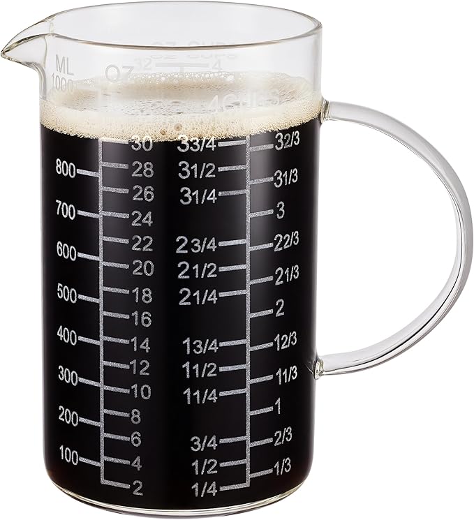 Ackers Mirror Etching Scale Glass Measuring Cup-[Insulated handle | V-Shaped Spout]-Made of High Borosilicate Glass Measuring Cup for Kitchen or Restaurant, Easy to Read, 1000 ML (32 Oz, 4 Cup) - Image 8