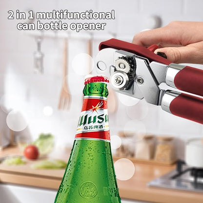 Safring Can Opener Manual, Handheld Strong Heavy Duty Stainless Steel Can Opener, Comfortable Handle, Sharp Blade Smooth Edge, Can Openers with Multifunctional Bottle Opener, Red - Image 5
