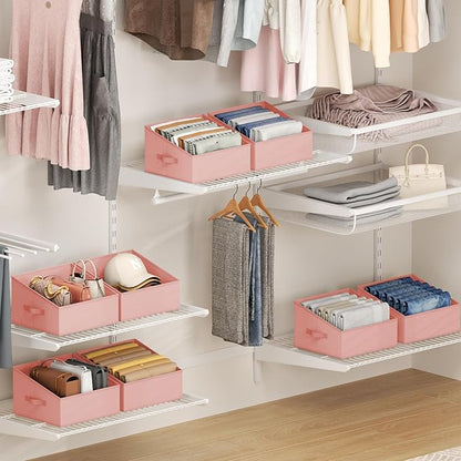 DIMJ Closet Storage Bins 12 Pack - Fabric Storage Baskets for Shelves, Collapsible Clothes Organizer with Handles, Trapezoid Shelf Organization Storage Cubes for Purse, Toys, Books, Towel, Clothes - Image 3