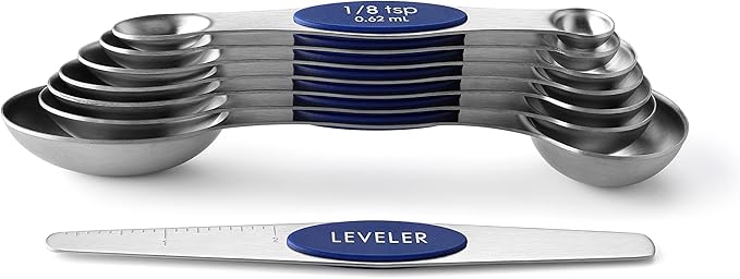Spring Chef Stainless Steel Magnetic Measuring Spoons Set of 8 with Leveler, Heavy Duty Teaspoon & Tablespoon Measuring Spoons With Strong N45 Magnets, Kitchen Gadgets for Baking & Cooking - Sapphire - Image 8