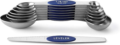 Spring Chef Stainless Steel Magnetic Measuring Spoons Set of 8 with Leveler, Heavy Duty Teaspoon & Tablespoon Measuring Spoons With Strong N45 Magnets, Kitchen Gadgets for Baking & Cooking - Sapphire - Image 8