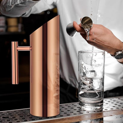 Funnymoom 3 Pack 53oz/1.5l Stainless Steel Water Pitcher Modern Metal Pitcher with Ice Guard Silver Carafe Drink with Handle or Iced Hot Drink Tea Juice Coffee Beer (Rose Gold) - Image 6