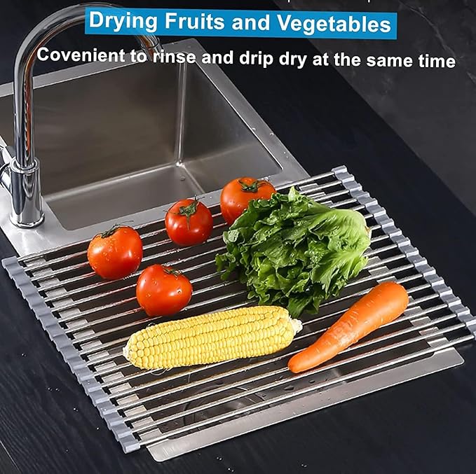 Seropy Extra Large 20.5"x13.7" Roll Up Dish Drying Rack Over The Sink Dish Drainer for Kitchen Counter, Sink Drying Rack Drying Mat Folding Rack Kitchen Sink Organizer Home Essentials - Image 3