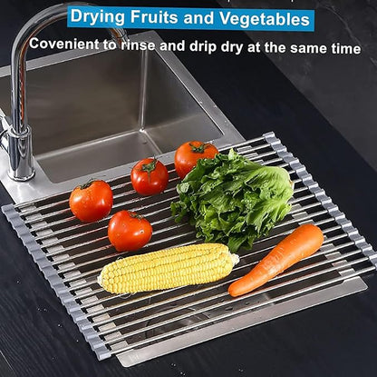 Seropy Extra Large 20.5"x13.7" Roll Up Dish Drying Rack Over The Sink Dish Drainer for Kitchen Counter, Sink Drying Rack Drying Mat Folding Rack Kitchen Sink Organizer Home Essentials - Image 3