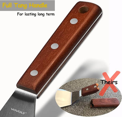 Professional Metal Spatula for Cast Iron Skillets and Flat Top Grills, Full Tang Wooden Handle, Thick Stainless Steel Blade, Smash Burger Spatula Turner for Flipper, Cooking, BBQ, 4.7 x 2.7 Inch - Image 5